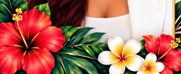 Tropical hibiscus and plumeria flowers